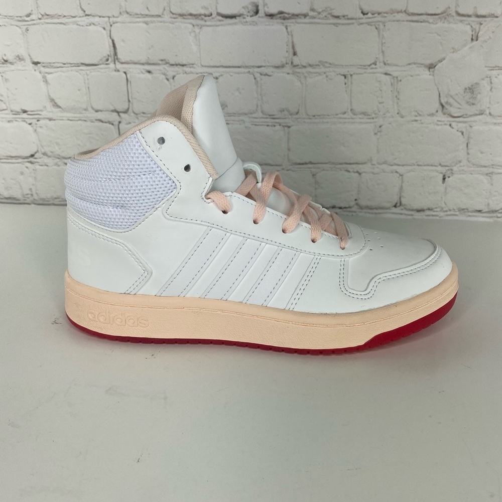 adidas neo Hoops 2.0 Mid Sneakers White Pink Size 5.5